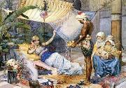 Arab or Arabic people and life. Orientalism oil paintings  445